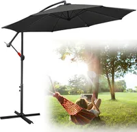 EINFEBEN  3.5m Sonnenschirm Gartenschirm Ampelschirm Marktschirm Kurbelschirm Alu,Grau,3.5m