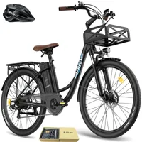 E-Bike Pannensichere Reifen 26 Zoll bis zu 160 - 200 km Wasserdicht IP54 Citybike mit 7 Gang, Schwarz