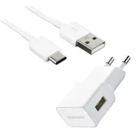 Samsung EP-TA50EWE - Schnell Ladegerät + USB Typ C Kabel - Weiss