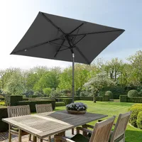 Sekey Sonnenschirm Balkon 200 x 125 cm Rechteckig Gartenschrim 8 Streben Marktschrim Terrassenschirm mit Schnellöffnungs-Knopf UV50+