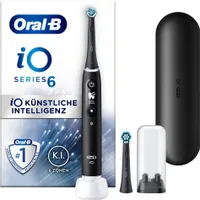 Oral-B iO Series 6 Elektrische Zahnbürste/Electric Toothbrush, 2 Aufsteckbürsten, 5 Putzmodi für Zahnpflege, Display & Reiseetui, black lava