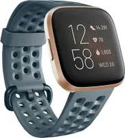 Strap-it Fitbit Versa / Versa 2 Silikonband mit Löchern (Grau-Blau) - Große: S/M