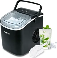 7MAGIC Eiswürfelmaschine Klein, 12KG Eiswürfelbereiter Ice Maker, 9 Würfel in 6 Minuten fertig, Schwarz Eiswürfelmaschine mit Tragbarem Griff, 12KG/24H, Selbstreinigendes Eiswürfelmaschinen