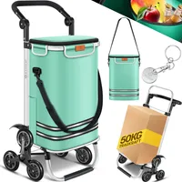 KESSER® Einkaufstrolley mit Kühlfach ideal für Stufen 56L Kapazität | klappbar & belastbar bis 50kg | Faltbarer Einkaufswagen Umhängetasche Mintgrün