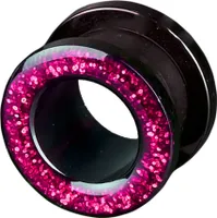 viva-adorno 1 Stück 8mm Flesh Tunnel Acryl Glitzerdesign zum Schrauben Z2c, Pink