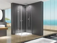 BuyLando 90x75x195 cm Eck Duschkabine Klarglas inkl Duschtasse / Siphon