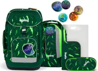 ergobag Schulranzen Lumi-Edition Maxi-Set 6-teilig Bärtastisch dunkelgrün