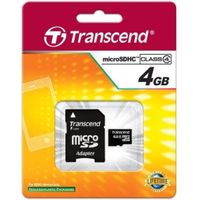 Transcend Speicherkarte MicroSHDC Card 4 GB - Class 4 mit Adapter