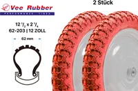 2 Stück 12 Zoll  Fahrrad Reifen 12.5x2 1/4 Kinder Wagen Roller 62-203 Rot