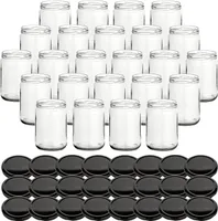 gouveo 24er Set Einmachgläser 580 ml Klassik mit Schraubdeckel schwarz BS - Vorratsgläser mit Drehverschluss TO82 - Leere Einkochgläser zum Befüllen
