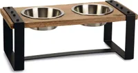 Designed by Lotte Dinerset Karinto Hundenapf Set Holz/Metal Inkl. 2 Näpfen, Größe:44 x 19 x 15 cm