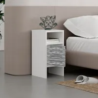 DECORTIE Grandma´s Modern Nachttisch Weiß - Zebra, 29,6 x 29,6 x 58,4 cm