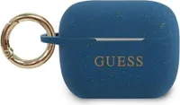 Guess Silikónové puzdro s trblietkami pre slúchadlá AirPods Pro, modré