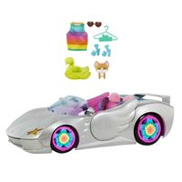 Barbie Extra Auto Cabrio (glitzert) mit Regenbogen Reifen, Zubehör