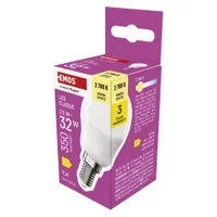 EMOS LED Lampe Mini Globe, 2,5W Ersatz für 32W Glühbirne, kleine Birne mit E14 Sockel, Helligkeit 350lm, Warmweiß 2700K, 30000h Lebensdauer , ZQ1D11