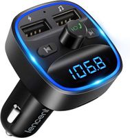 Auto Bluetooth FM Transmitter, Blaue Umgebende Leuchte Drahtloser Radio Kfz-Empfänger Adapter mit Freisprecheinrichtung, Dual USB Ladegerät