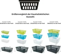 Aufbewahrungskorb Körbchen Korb Kunststoff farbig 5 Stück Set Größenauswahl, Größe:19.5 x 9.5 x 5 cm