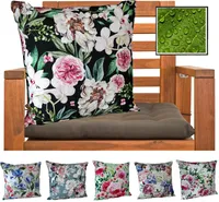 heimtexland ® Outdoor Dekokissen Gefüllt LOTUS EFFEKT Wasserabweisend 45x45 Blumen Deko Gartenkissen Outdoorkissen Typ675 01 Schwarz