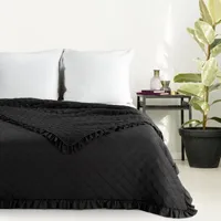 Steppdecke Vanesa gesteppte Bettdecke einfarbige Decke Zweiseitiger Überwurf schwarz 170 cm x 210 cm schwarz