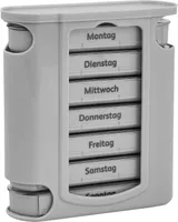 WELLGRO Tablettenbox für 7 Tage, Pillendose je 4 Fächer pro Tag, Medikamentenbox Kunststoff BPA-frei, Farbe wählbar, Farbe:Grau
