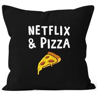 Kissen-Bezug Netflix & Pizza Kissen-Hülle Deko-Kissen Baumwolle MoonWorks®