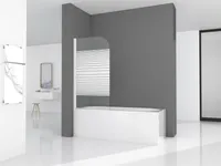 Badewannenfaltwand Marwell White Stripes 1, 1-flg. 75 x 140 cm - Duschwand für Badewanne in matt weiß - Badewannenaufsatz mit klarglas - Duschabtrennung