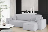 Sofa w kształcie L BEST narożnik tkanina Poso jasnoszary prawy