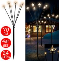 4x Weihnachts Sternenstäbe mit Netzteil (Stecker) 24 LED Lichter Außenbeleuchtung Lichterkette H70cm