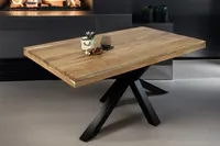 Esstisch 140x80cm Akazienholz naturfarben gerade Kante Spider-Gestell schwarz RIO