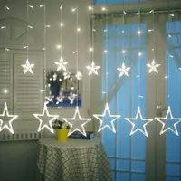 138 LED Stern Lichtervorhang Kaltweiß Lichterkette 8 Lichtmodi Party Weihnachten Innen Deko