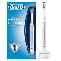 Oral-B Pulsonic Slim 1000 elektrische Schallzahnbürste, mit Timer und Aufsteckbürste, Silber