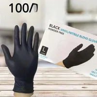 100 Stück mit Nitril verdickte Haushaltsreinigungshandschuhe, M-100PCS, Schwarz