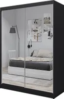 160 cm Kleiderschrank Darix mit Spiegel inklusive 2 Schiebetüren Schwebetürenschrank (Farbe: schwarz)