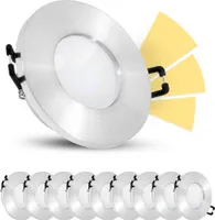 10er Set fourSTEP LED Einbauleuchten Bad IP65 warmweiß GU10 5W 230V - gebürstet rund