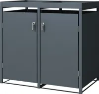 ML-Design box na odpadky 2 so strieškou na sadenie pre 2 odpadkové koše, 240L 132x80x124cm antracitová farba, oceľ, odolný voči poveternostným vplyvom/uzamykateľný