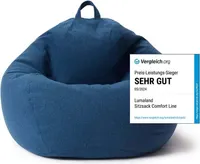 Lumaland Comfort Line Sitzsack L - 80x90x50 cm Bodenkissen - 185 L EPS Perlen Füllung - Dunkelblau Lumaland Comfort Line Sitzsack L - 80x90x50 cm Bodenkissen - 185 L EPS Perlen Füllung - Dunkelblau