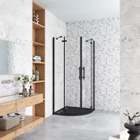 80x80x195cm Viertelkreis Duschkabine Runddusche Falttür Duschwanne
