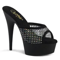 DELIGHT-601-6RM Damen Slipper von Pleaser, Schwarz EU 39, US 9