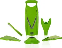 Börner V5 PowerLine Plus Set Gemüsehobel, Obst- & Gemüseschneider mit Fruchthalter, Scheibeneinschub, Sparschäler, 10 Schnittarten, 6 tlg. Set, Grün
