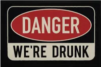 Fußmatte mit Spruch Danger we're drunk Party-Zubehör Alkohol rutschfest & waschbar Moonworks® schwarz 60x40cm