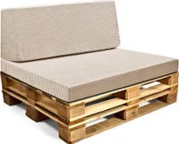 Polštář z palety venkovní Euro paletová sada: sedací polštář 80x120 cm a zádový polštář 40x120 cm s potahem z Lincolnu - pěnový sedací polštář pro palety a paletovou pohovku Béžová barva