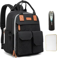 MODFU Wickeltasche Rucksack Großer Wickelrucksack mit Multifunktions-Babytaschen und mobiler Wickelauflage - Schnullerhalter und Kinderwagengurte - für Mama und Papa Schwarz