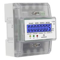 LCD Drehstromzähler geeicht für DIN Hutschiene + 5(80)A 230/400V 3 Phasen 4 Draht