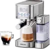 Elektrische Kaffeemaschine mit Milchaufschaeumsystem, 3 Temperaturen einstellbar, 20 Bar, Vorbruehkaffeemaschine mit selbstreinigender Dampfduese, 1300 ml Wassertank, abnehmbarer 700 ml Milchtank, kompatibel mit 51 mm Siebtraeger, fuer Einzel- und Doppeltassen, Latte, Espresso, Cappuccino