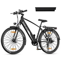 Rower elektryczny z podwójnym akumulatorem 27,5", rower trekkingowy, rower miejski Qekud z akumulatorem litowym 36 V, silnikiem 250 W, czarny zgodny z normami UE