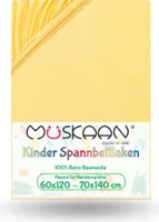 Jersey Kinder Spannbettlaken 60x120 cm - 70x140 cm Gelb 100% Baumwolle