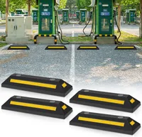4X Radstopper 54x15x10cm Abstand Anfahrschutz Set Reflexband schwarz Ebonite-Hartkautschuk