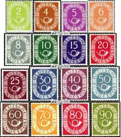 Briefmarken BRD (BR.Deutschland) 1951 Mi 123-138 (kompl.Ausg.) postfrisch Posthorn