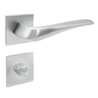DOMINO Türgriff Drückergarnitur WC - Badezimmer Set | Türklinke für Zimmertür, Bürotür, Kellertür & Innentür | Aluminium | Chrom Farbe | ADEL-QR CHROM