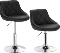 WOLTU 2er-Set Barhocker Tresenhocker Barsessel mit Rückenlehne aus Kunstleder Metall höhenverstellbar, Schwarz